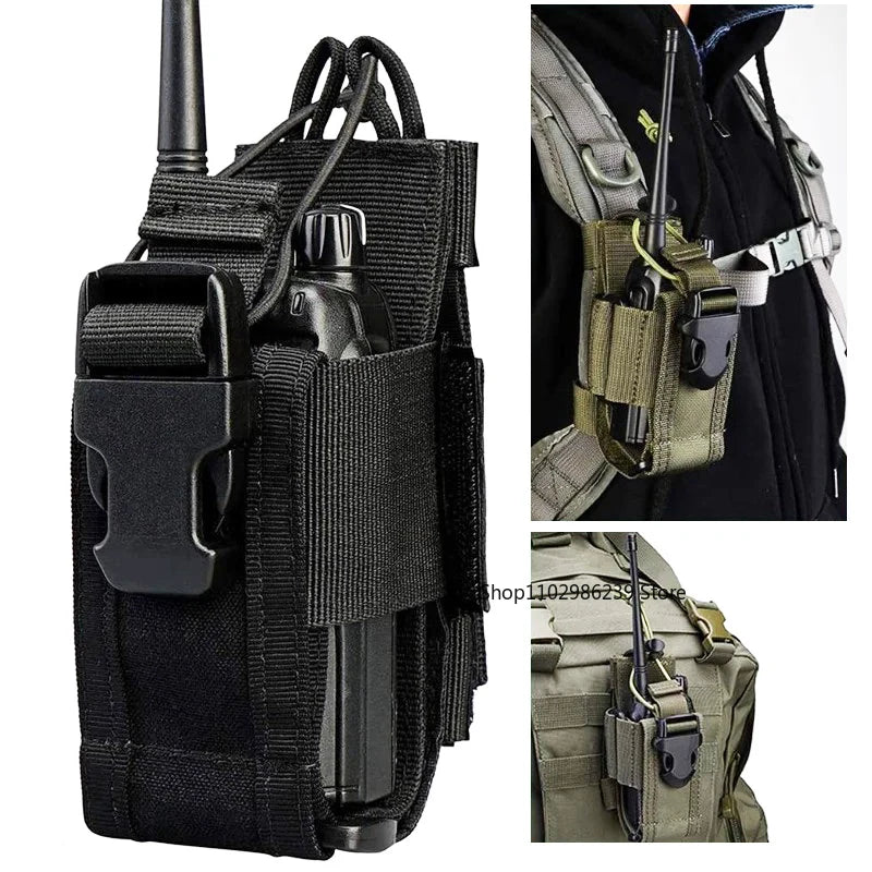 Molle Tactical Radio Pouch Adjustable Walkie Talkie Holder Hunting Interphone Hanging Bag Outdoor Sport Water Bottle Holder