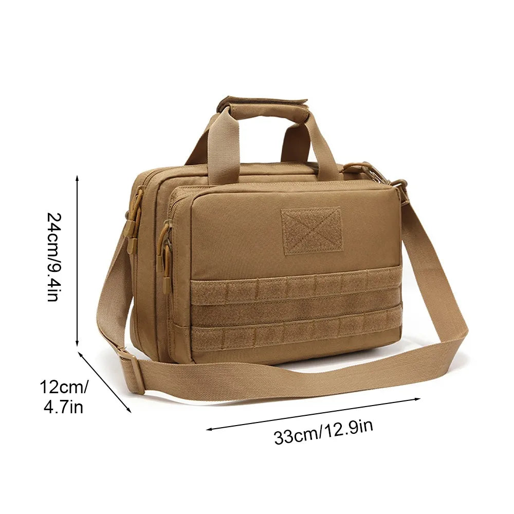 Shooting Range Bag Tactical 2 Pistol Bag Gun Case EDC Shoulder Bag Short Weapons Transport Case with Holster Hunting Sling Pack