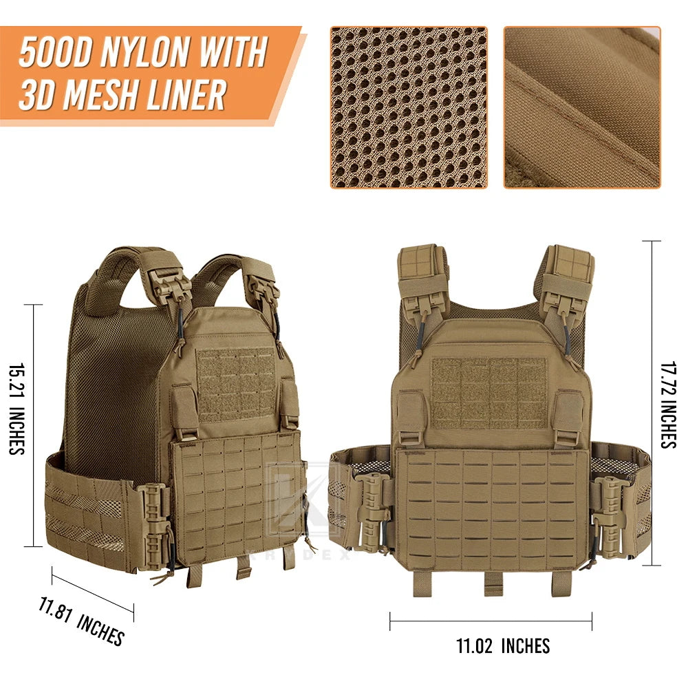 KRYDEX Tactical LAVC Laser Cut Molle Plate Carrier Body Armor Airsoft Outdoor Combat Men Vest