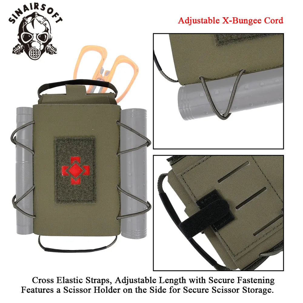 SINAIRSOFT Tactical Molle Ifak Pouch 500D Nylon Water-Resistant Medical First Aid Pouch with Red Cross Patch for Vest Backpack