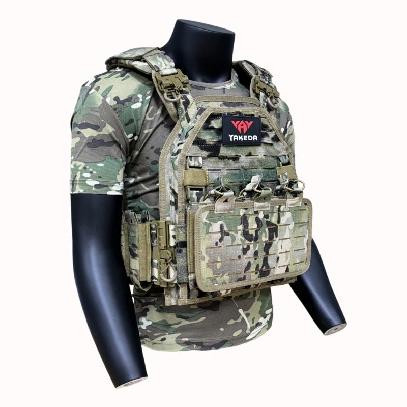 yakeda 6094 Laser Cut Tactical Vest Lightweight Breathable Quick Release Molle Combat Protective Vest for Men