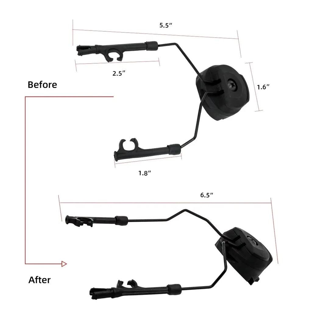 Tactical Headset Bracket Fast Ops Core Helmet ARC Rail Adapter Set fit for Comtac II Series Noise Cancelling Headset