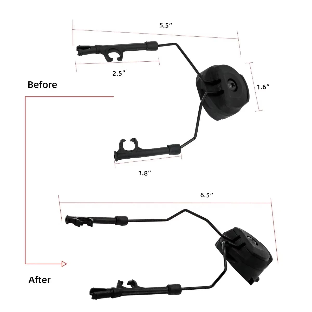 Tactical Headset Bracket Fast Ops Core Helmet ARC Rail Adapter Set fit for Comtac II Series Noise Cancelling Headset
