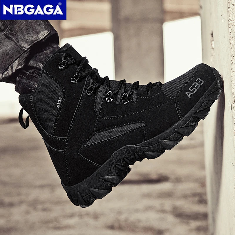 Men’s Tactical Combat Boots Desert Lace-up Outdoor Non-slip Work Shoes Military Ankle Boots Thick Sole Big Size 39-47