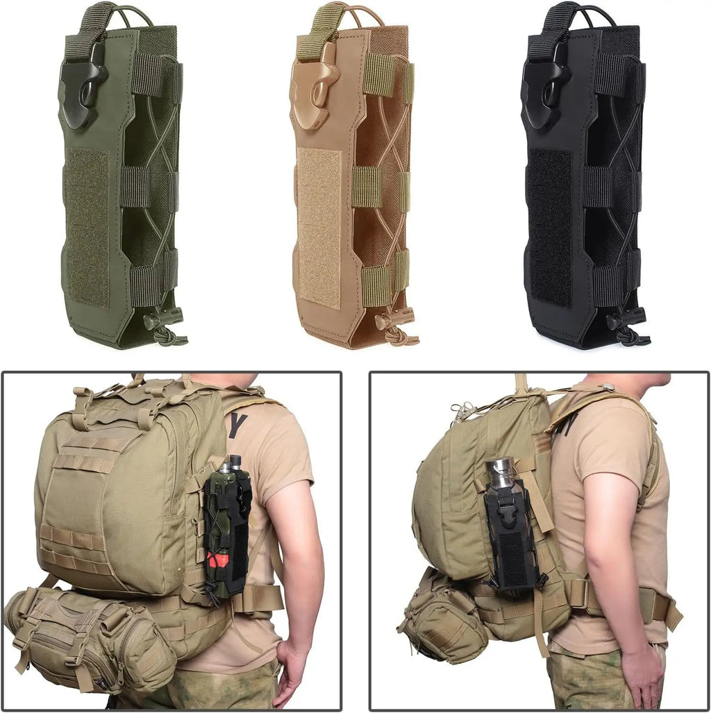 Molle Water Bottle Pouch Radio Holster Waist Pack Kettle Holder Bag for Outdoor Sport Fishing Camping Hunting Hiking Travel
