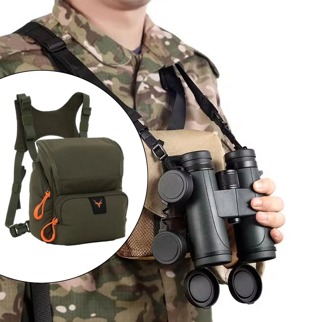 Binocular Harness Chest Pack Hunting Storage Bag Practical Multipurpose Carrier Case with Rain Protection Cover Portable Hiking