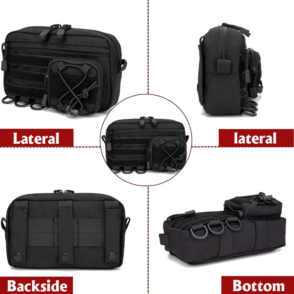 Tactical Molle Horizontal Admin Pouch with Front Drawstring Pocket EMT Pouch EDC Utility Orgaznier Bag