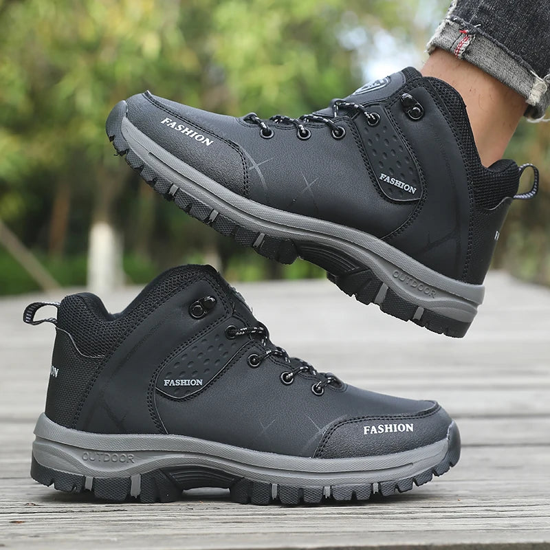 Hot Selling! Fashion Outdoor Boots Men Brown Leather Hiking Shoes Ankle Support Thick Sole Camping Hiking Adventure Design 2025