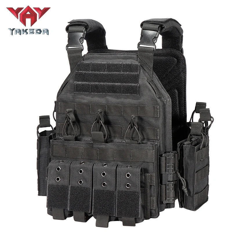 YKEDA 1000D Nylon Plate Carrier Tactical Vest Outdoor Hunting Protective Adjustable Molle Vest for Airsoft Combat Accessories