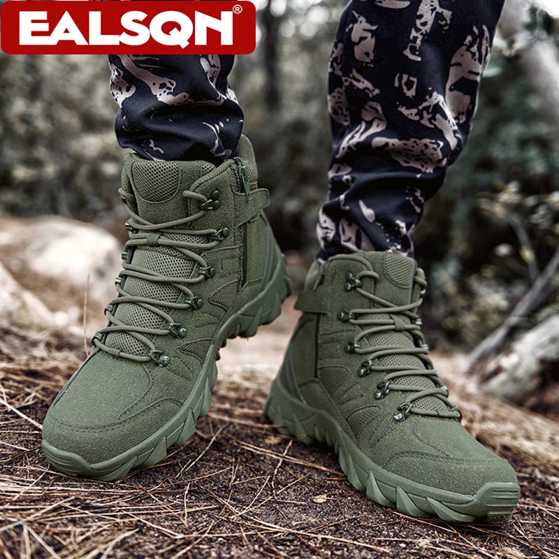 New Tactical Training Boots for Men’s Outdoor Hiking Non-slip Anti-wear Fishing Hunting Sneakers Size 39-46