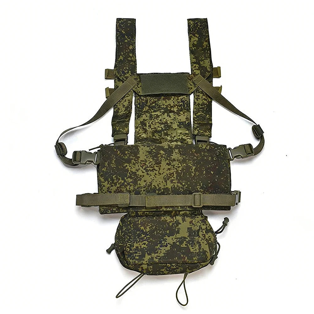 Tactical Chest Rig Vest MOLLE Modular EMR Camouflage Lightweight Chest Hanging Bag Airsoft Combat Vest Set for Hunting Shooting