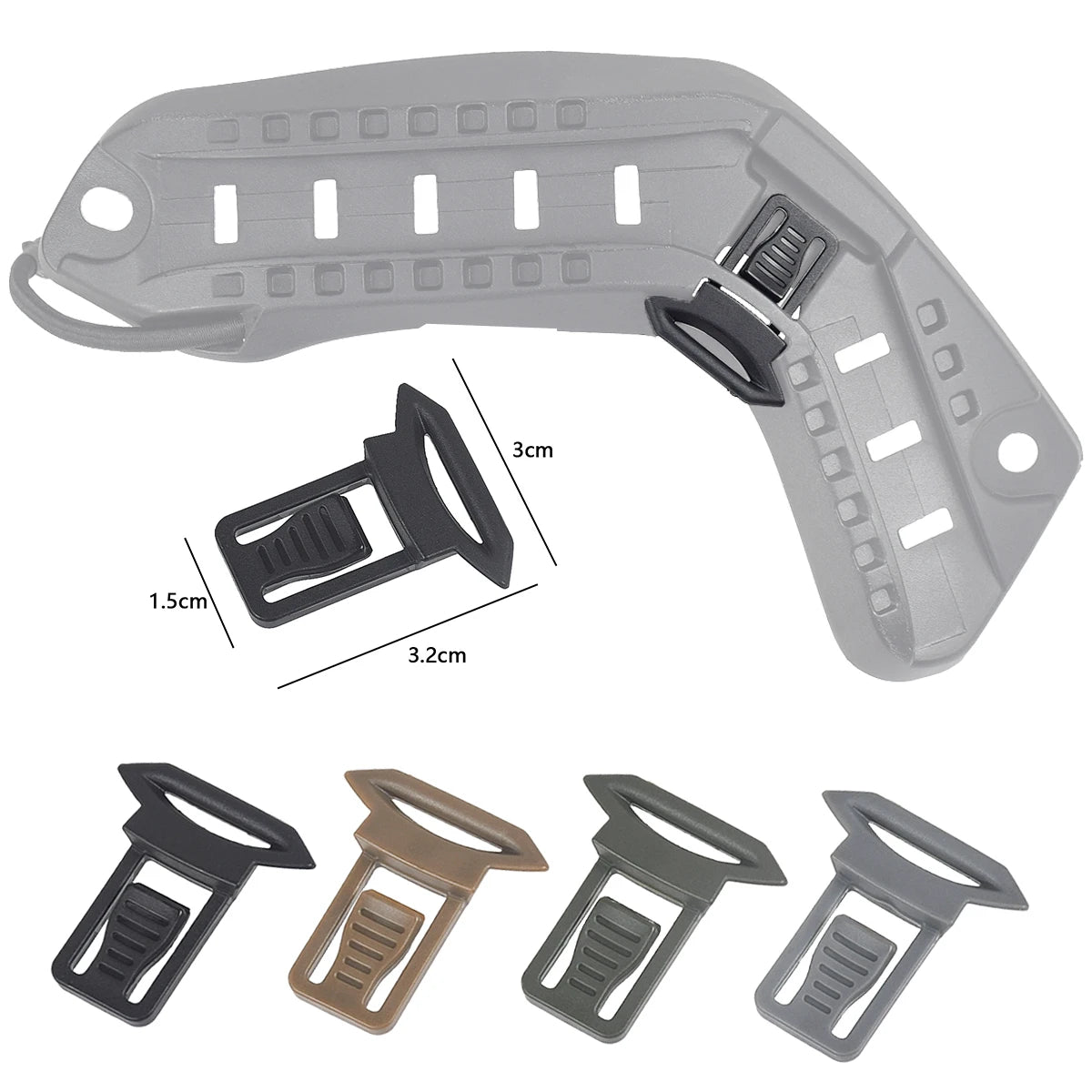 Helmet Goggle Swivel Clips Set for Helmet Side Set Helmet Mount Helmet Accessories PlasticMaterial Installation Helmet Side Rail