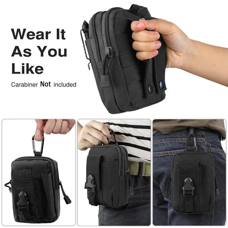 Outdoor Men Waist Pack Bum Bag Pouch Waterproof Tactical Military Sport Hunting Belt Molle Nylon Mobile Phone Bags Travel Tools