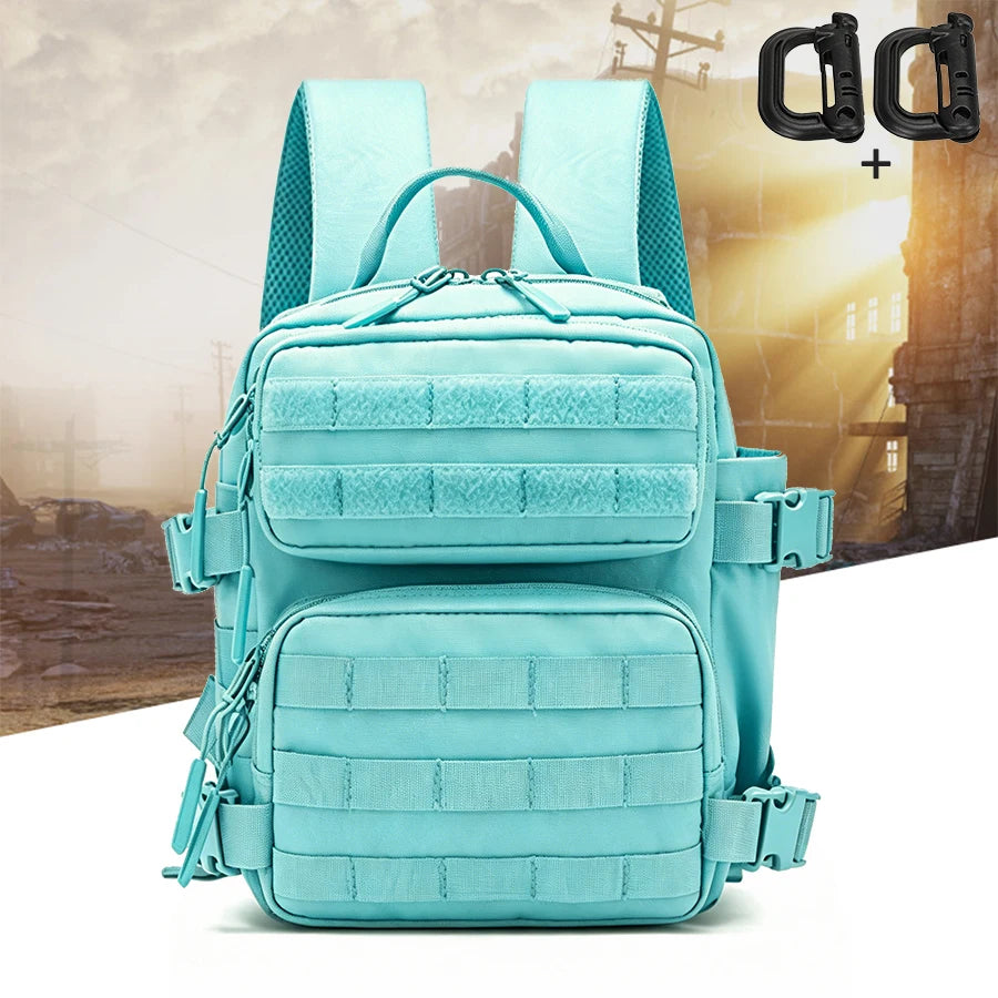 9L mini multi compartment backpack with MOLLE webbing and breathable mesh back panel for daily outdoor use