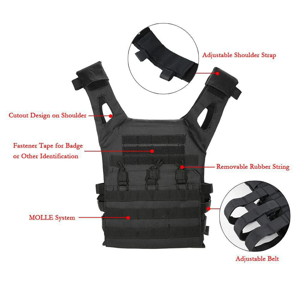 New JPC Tactical Vest Triple Magazine Pouch Quick Release Buckle Outdoor Molle Plate Carrier Hunting Army CS Game Jungle Gear