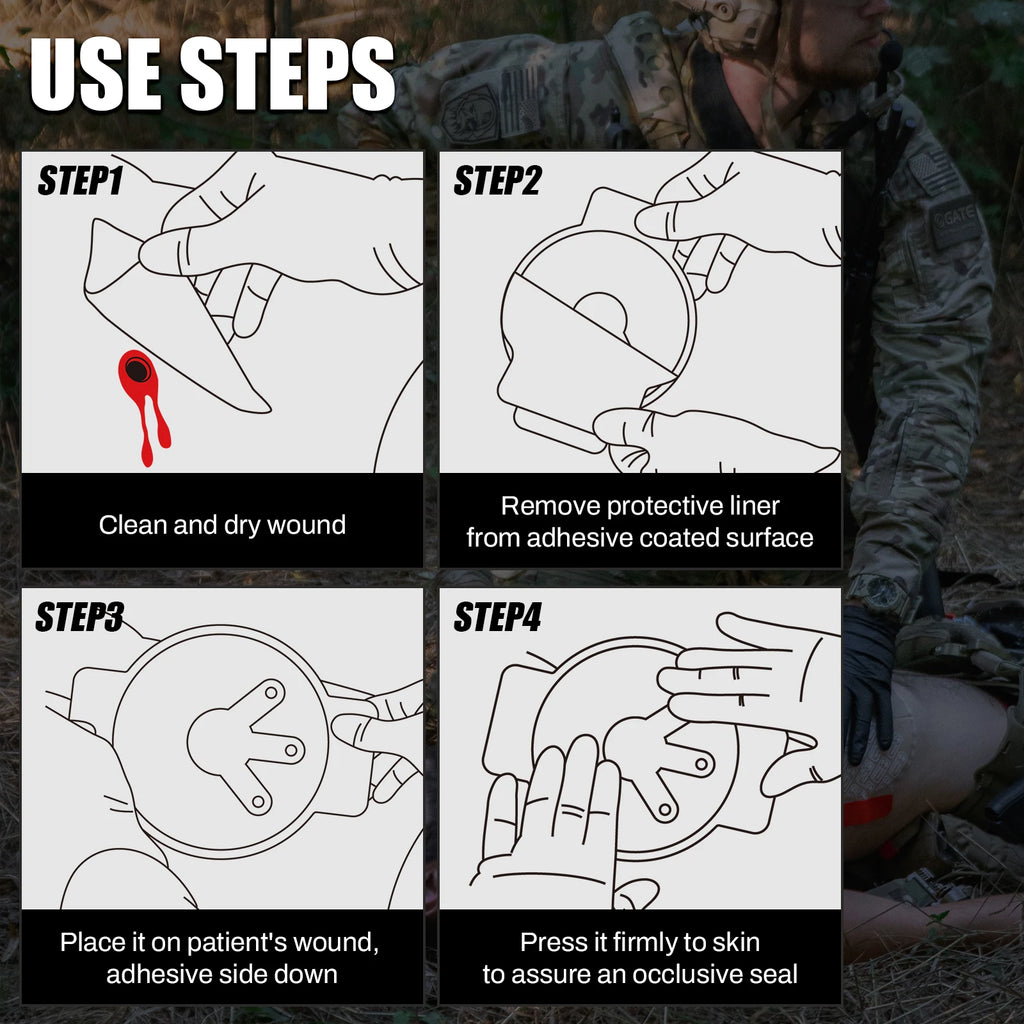 Rhino Rescue Chest Seal Medical Prevent Puncture Wounds Dressing Pneumothorax Emergency First Aid Trauma