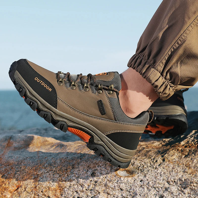 Hiking Shoes for Men Waterproof Outdoor Low-top Hiking Boots Leather Men's Trekking Shoes Walking Male Trail Running Sneakers