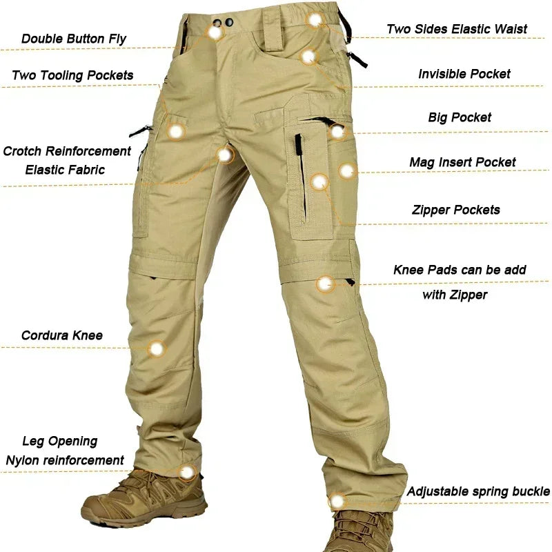 P40 Tactical Pants Men  Outdoor SWAT Pants Multi-pocket Cargo Trousers Waterproof Wear-resistant Field Training Uniforms