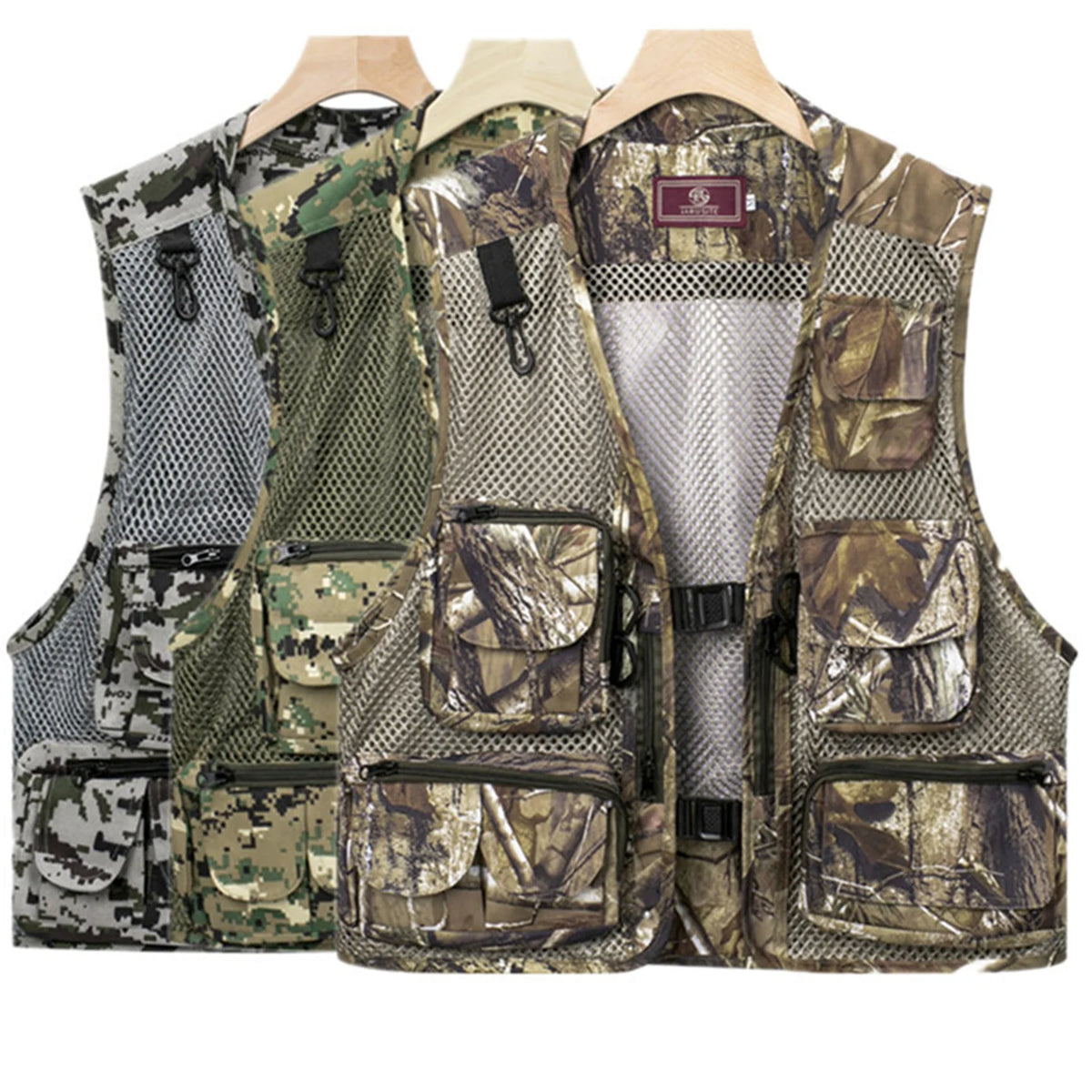 Summer Men's Camouflage Hunting Vest Tank Top Multiple Pockets Mesh Breathable Sleeveless Jacket Outdoor Fishing Waistcoat