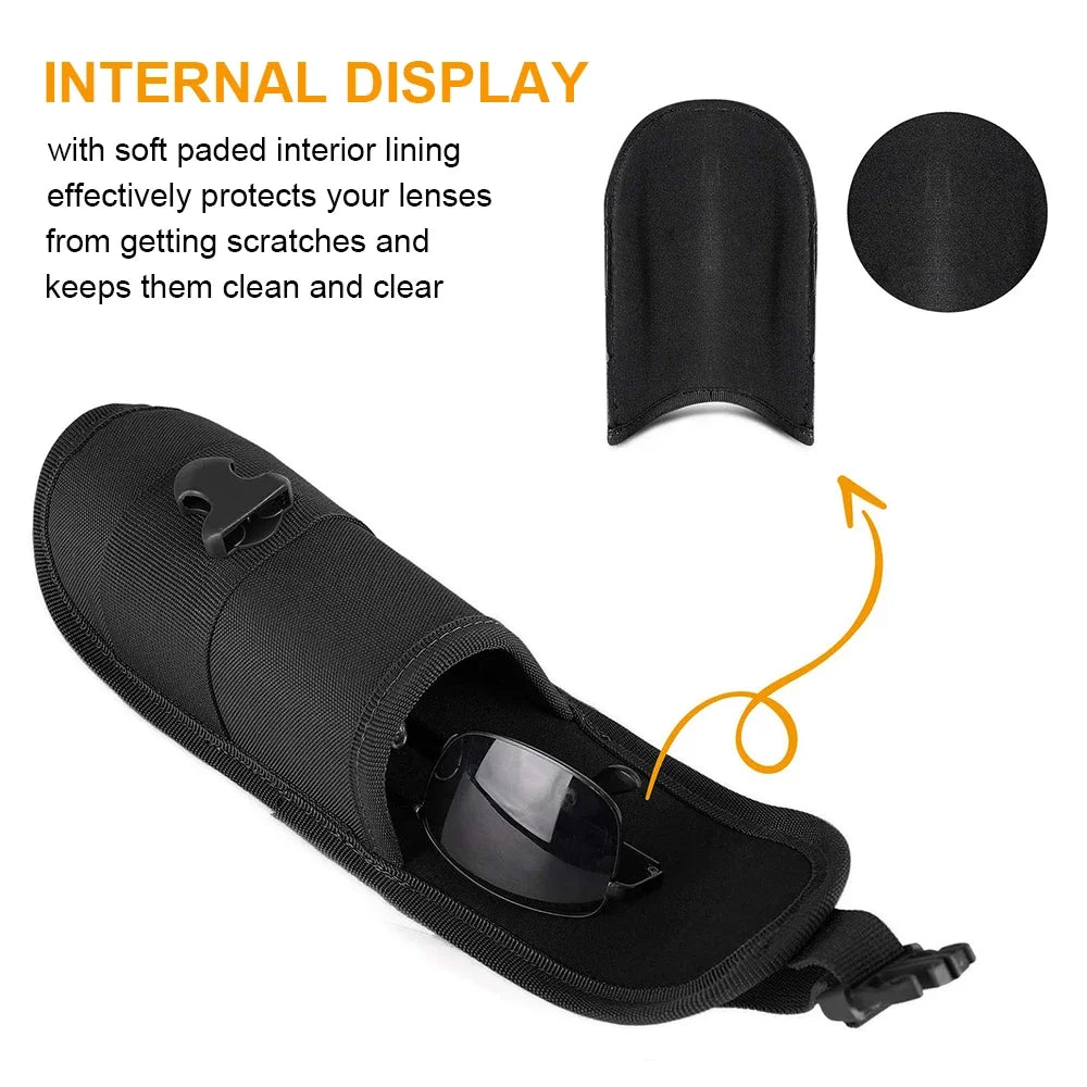 Tactical Molle Glasses Pouch Sunglasses Waterproof EDC Waist Pack EVA Goggle Storage Protector Bag Outdoor Flashlight Pouch
