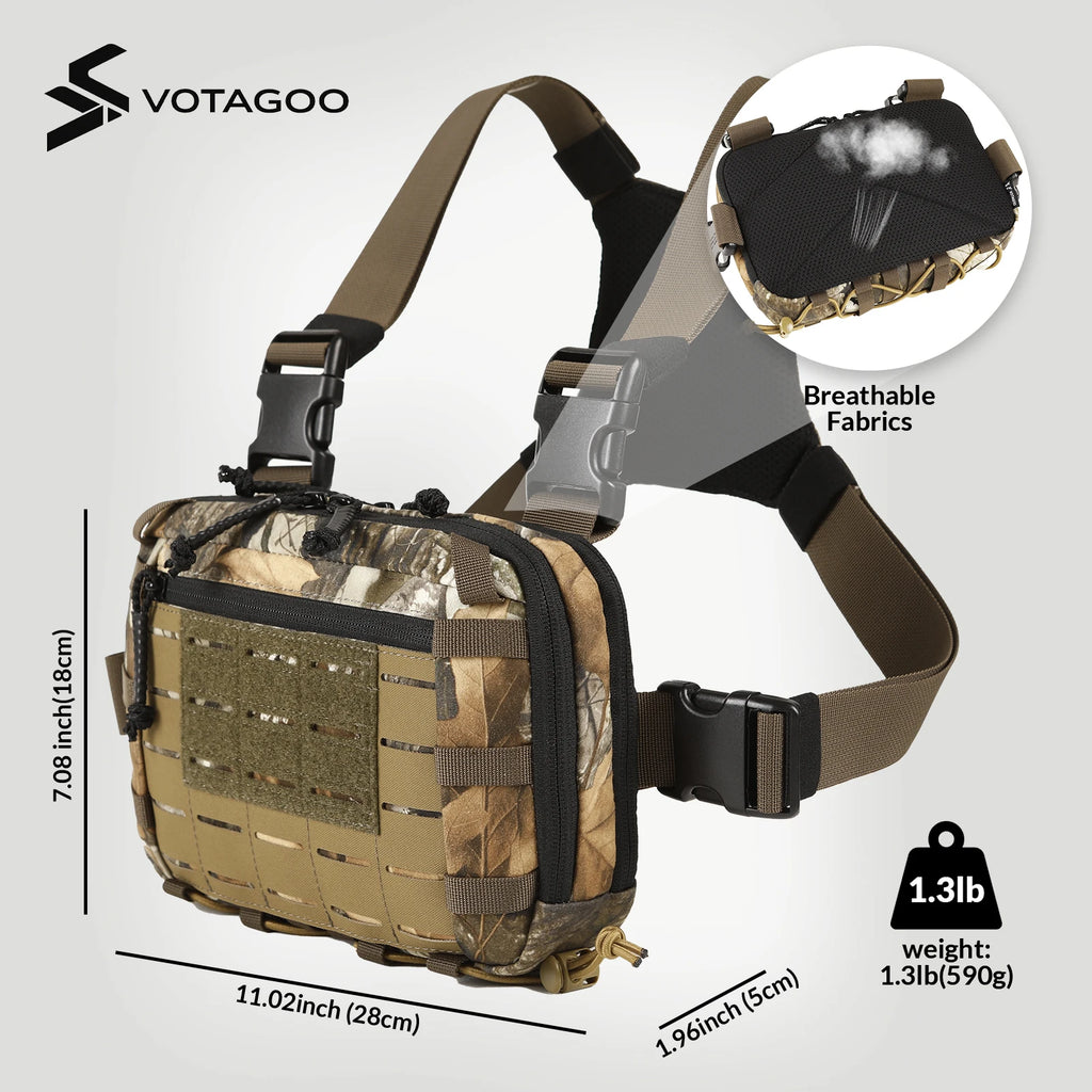 VOTAGOO Tactical Chest Bag 2L – EDC Molle Chest Rig CCW Compartment Adjustable Strap Outdoor Gear Practical Equipment Pouch