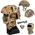 Airsoft Paintball Helmet Set, with Tactical flashlight,Dust Mask Helmet Cover for Outdoor Hunting Paintball Shooting