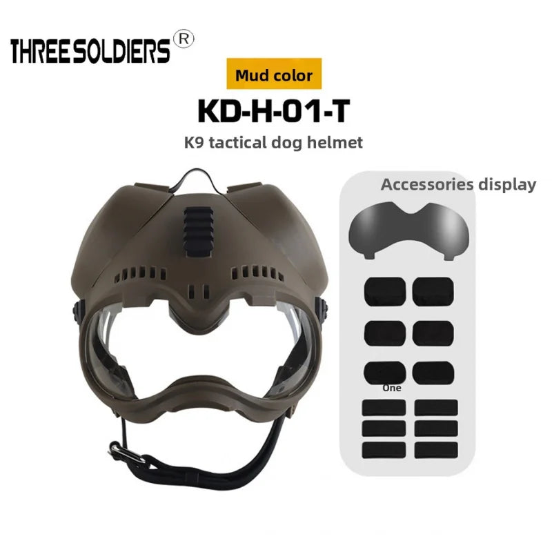 K9 Tactical Dog Helmet, Style Dog Tactical with Training Goggles, Protective Face Shield Working Dogs Out