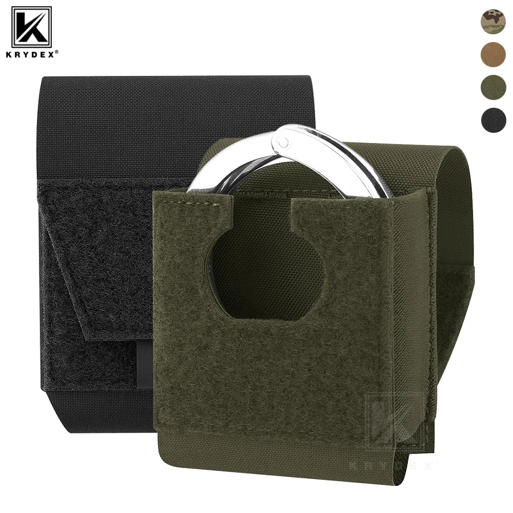 KRYDEX Tactical Handcuffs Pouch Low Profile Handcuff Case Holster Molle Waist Belt Pouch Bag Hunting Outdoor Accessories