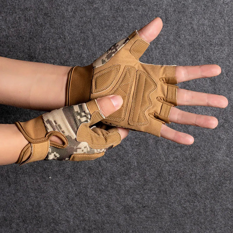Unisex Half Finger Tactical Cycling Gloves Shock Absorbing Non-Slip Durable Padded for Motorcycle Training Gym Fitness Sports