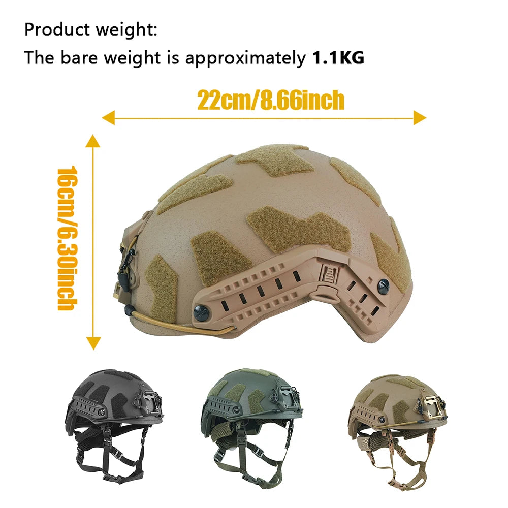 BOOIU FRP FAST Tactical Helmet 5PCS Kit Helmet Cover Noise Reduction Headset Goggles Balaclava Airsoft Shooting Hunting Gear