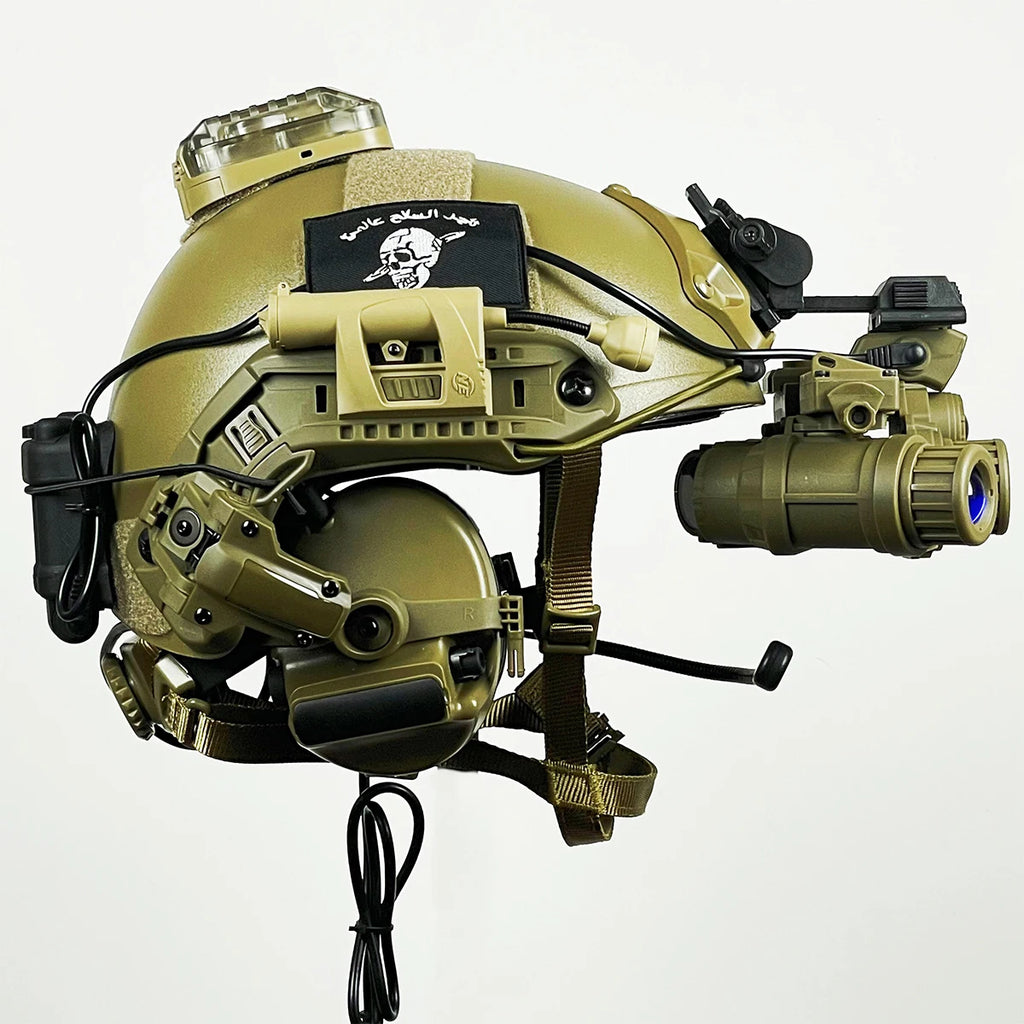Fast Tactical Helmet Set with Night Vision Goggles Model Headset Signal Light Outdoor Hunting Airsoft Shooting Protective Gear