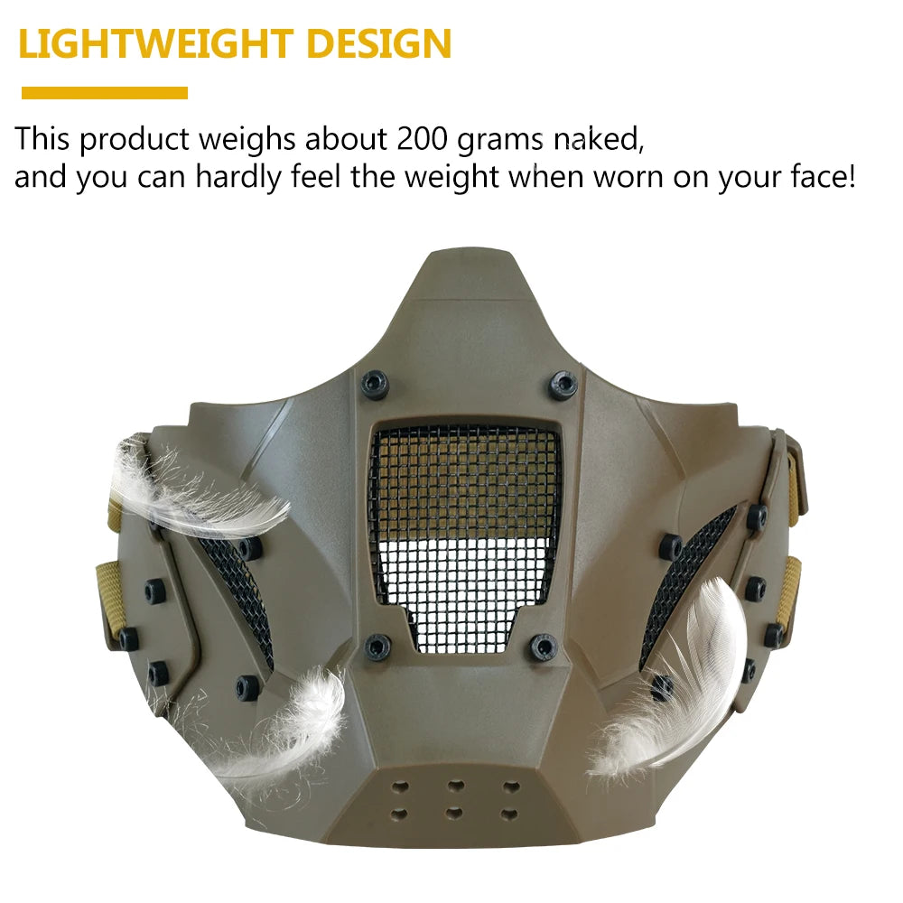 Tactical Half Face Metal Steel Mesh Mask Breathable For Paintball CS Airsoft Simulation Fit FAST Helmet Protective Accessory