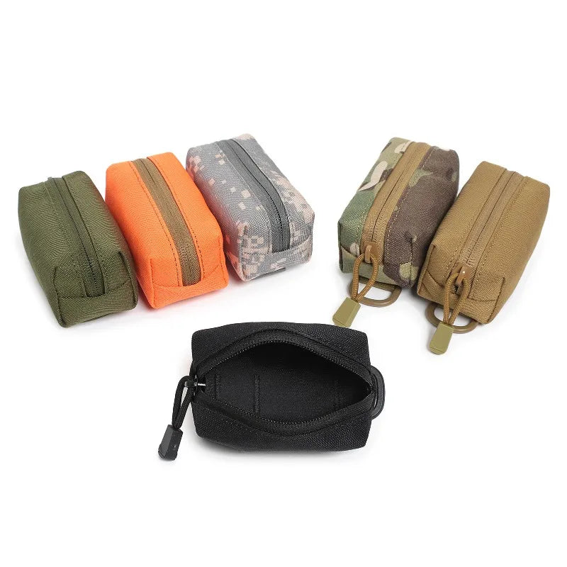 Outdoor  Tactical Mini EDC Zipper Pouch MOLLE Small Portable Nylon Key Coin Purse with D-Ring for Cycling Hunting Hiking Travel