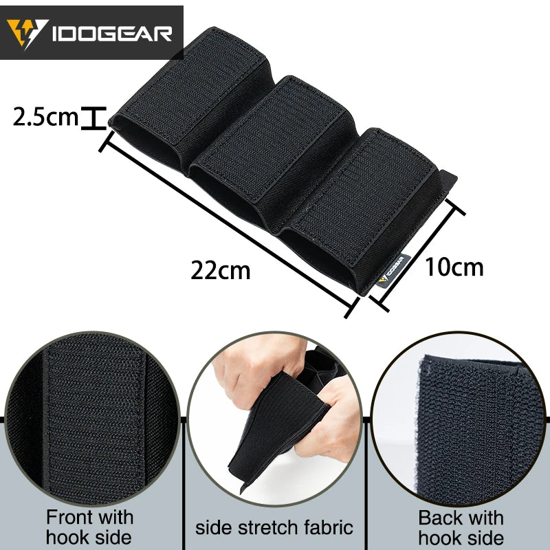 IDOGEAR Triple 5.56 Magazine Holder Elastic Mag Holder with Hook Fasteners for MK3 and MK4 Chest Rig 35139