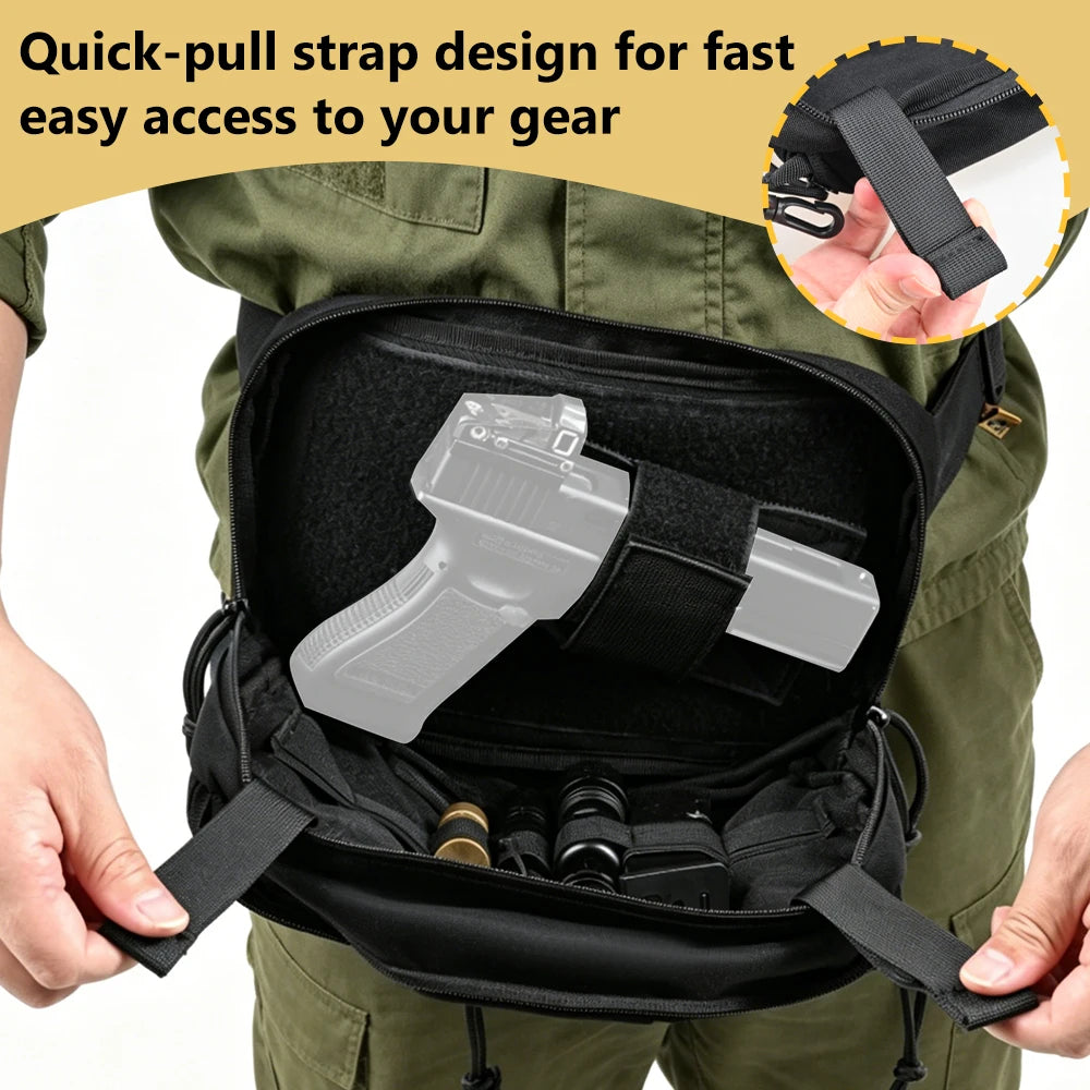 Concealed Carry Gun Fanny Pack Tactical Pistol Holster Bag Quick Release Handgun Pouch Molle EDC Shoulder Bag Sling Backpack