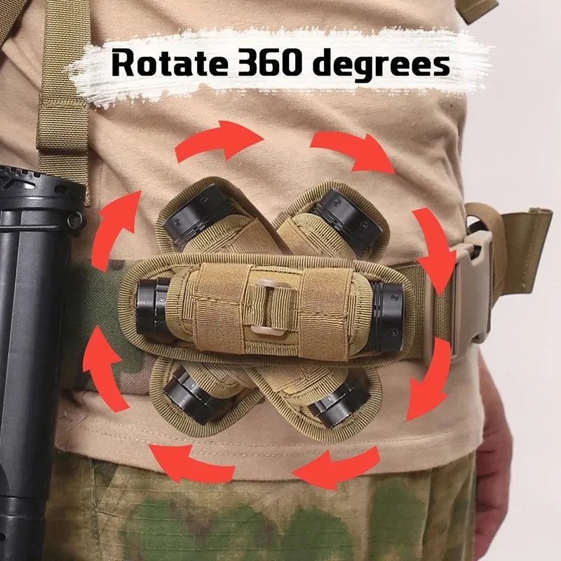 Flashlight bag 360 degree rotatable flashlight case outdoor hunting nylon waist bag flashlight bag leather case flashlight case