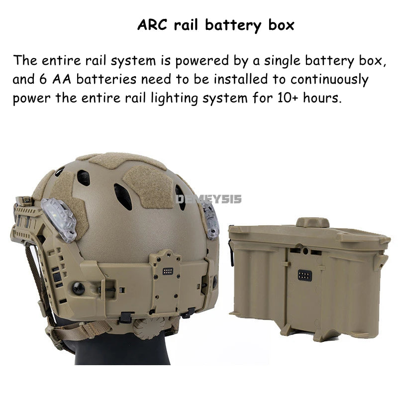Tactical Helmet Modular Integrated ARC Rail Battery Box with Signal Light Outdoor Hunting Combat Shooting Airsoft Helmet Set