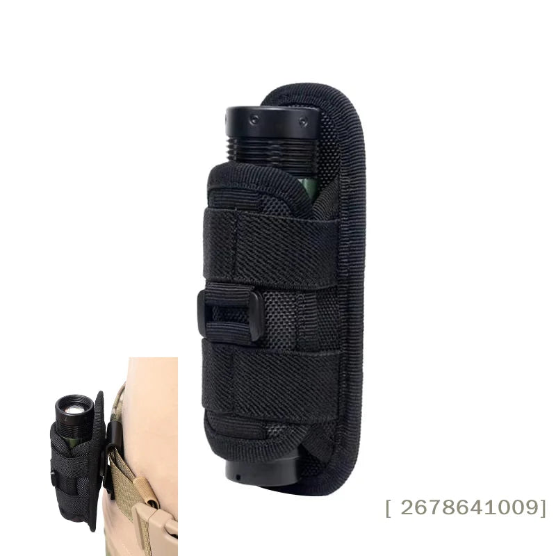 Rotatable Flashlight Holster,Nylon Belt Flashlight Pouch, Universal Flashlight Holder for Tactical Use