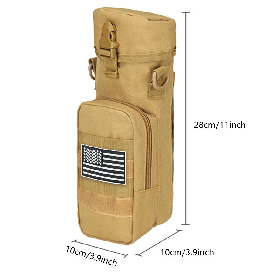 Single shoulder crossbody sports water bottle bag with a detachable cylindrical buckle design and front auxiliary pocket