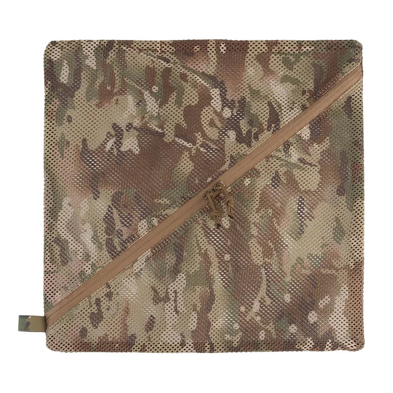 16x16in Reinforced Mesh Utility Pouch Durable Camo Storage for Outdoor Travel Survival Gear Organization