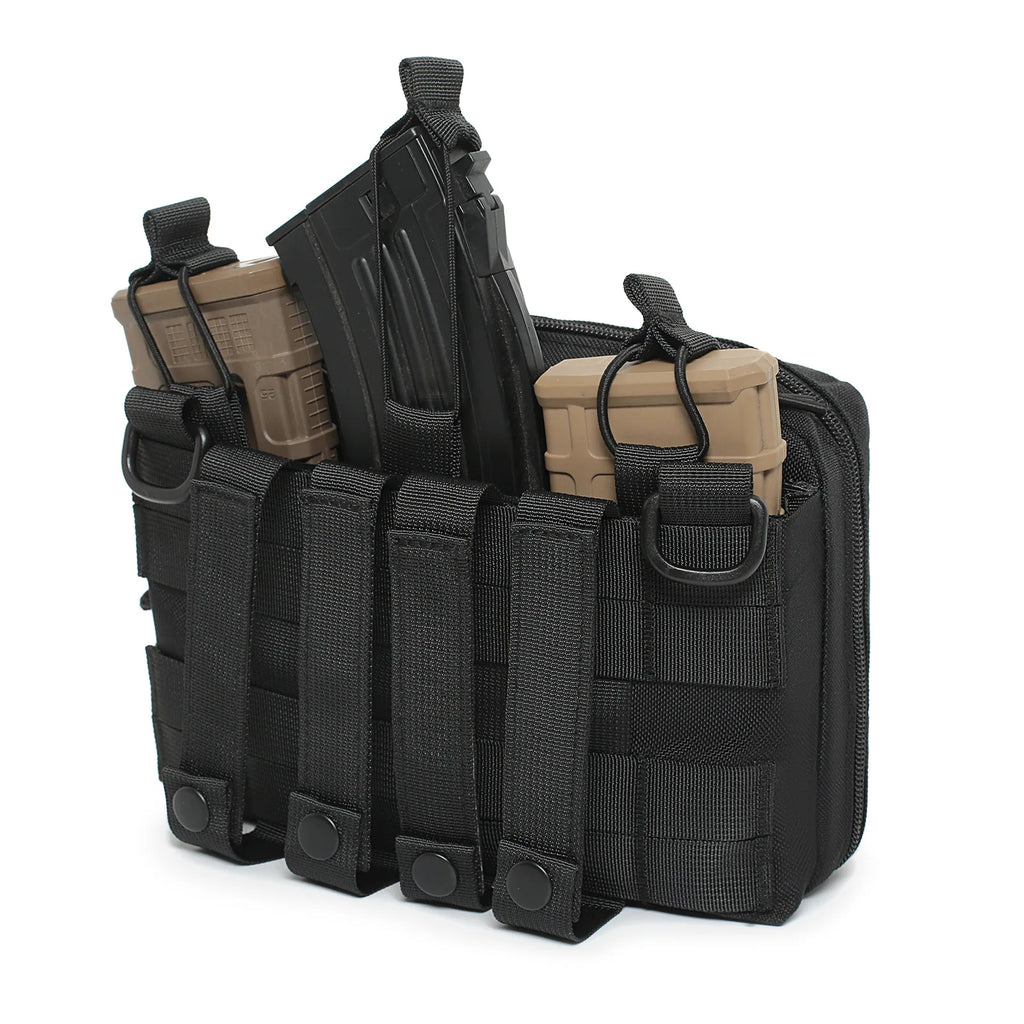 Tactical Mag Admin Pouch Molle Utility Tool Pouch Medical EMT Organizer with Triple Stacker Magazine Holder for M4 M16 Patch
