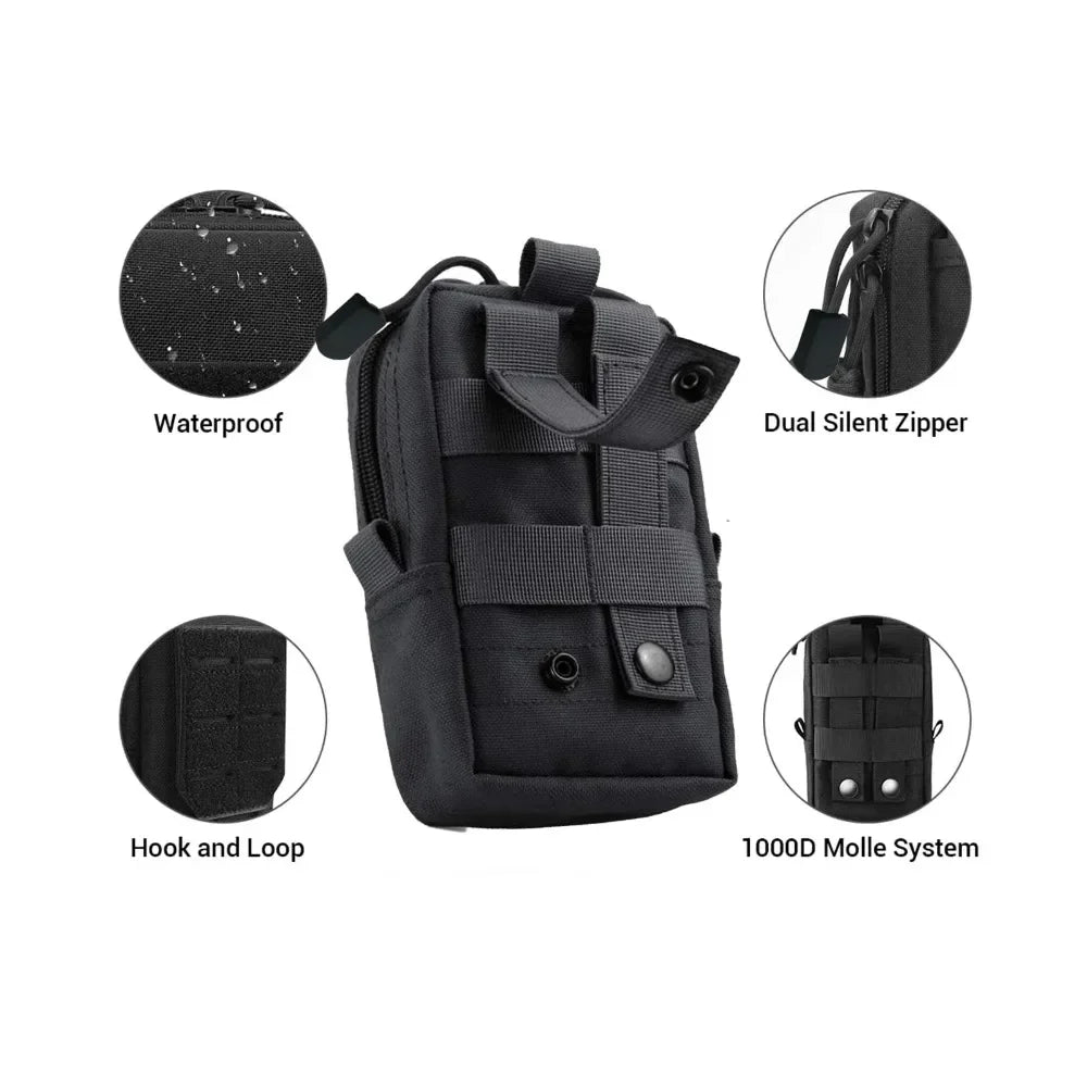 1Pcs 10×5×17cm Waist Bag EDC Tool Bag Vest Pouch Mobile Phone Bag Waterproof Tactical Military Sport Hunting Hiking Belt Tools