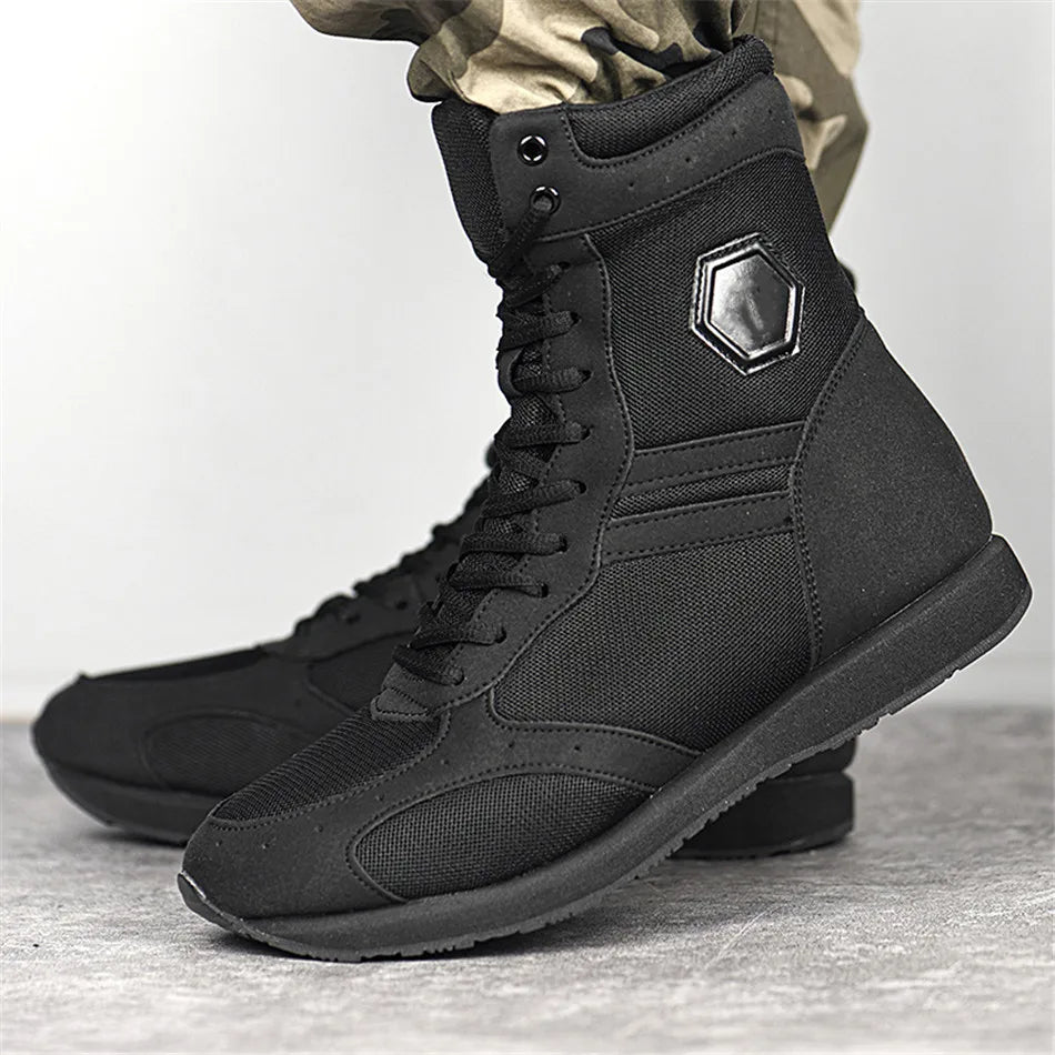 Ultralight Breathable High Upper Military Desert Tactical Boots Lightweight Black Combat Boots Outdoor Wearable Hiking Shoes