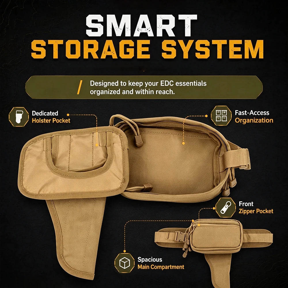 Tactical Waist Fanny Pack Concealed Carry Pistol Gun Bag Anti-Theft Hidden Gun Hip Bag Crossbody EDC Tool Bag for Hunting Hiking