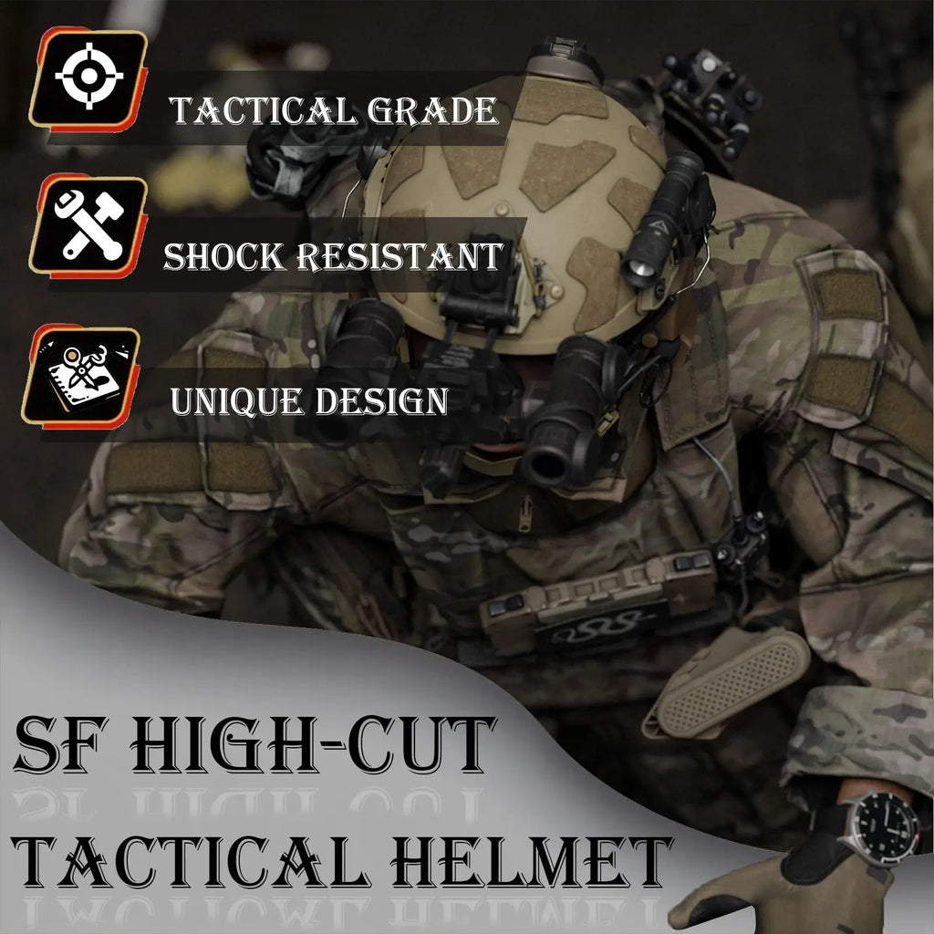 AQzxdc Tactical Helmet with Adjustable Headset Flashlight L4G24 NVG Mount for CS Airsoft Shooting Cosplay Military Tactics Gear