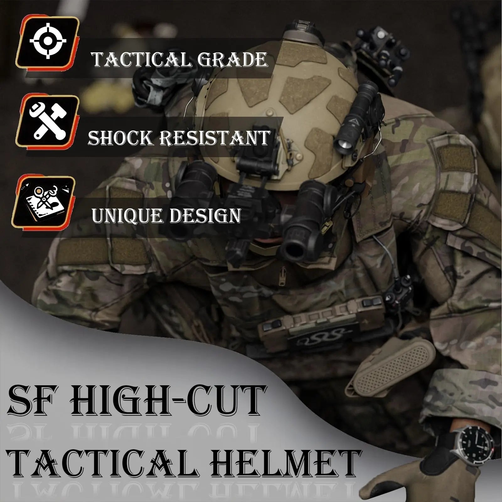 AQzxdc Tactical Helmet with Adjustable Headset Flashlight L4G24 NVG Mount for CS Airsoft Shooting Cosplay Military Tactics Gear