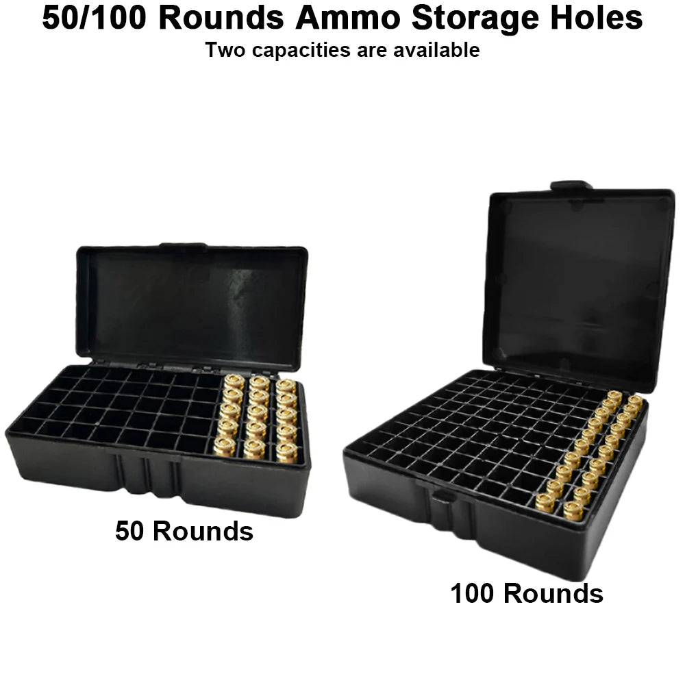 Tactical Bullet Box Ammo Case 9mm .223 5.56mm Pistol Rifle Ammo Carry Storage Box Flip-Top Hunting Bullet Case