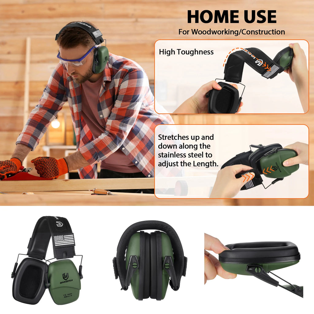 Tactical Ear Protection Safety Earmuffs for Shooting NRR 25dB Noise Reduction Slim Passive Headset with Low-Profile Earcups