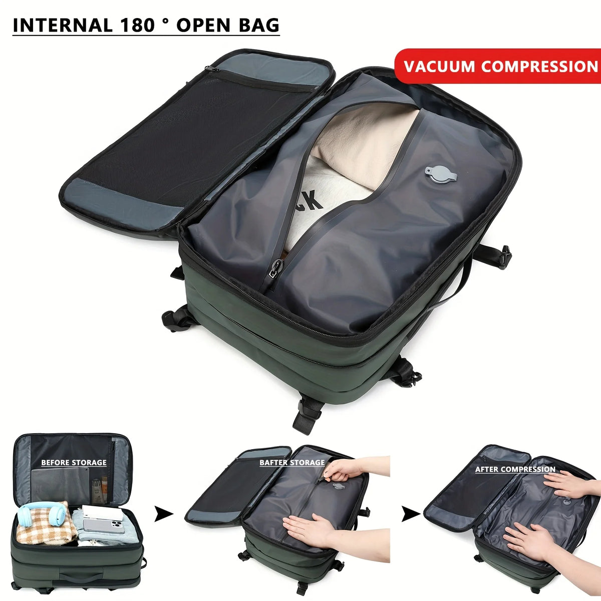 New Vacuum Compression Large Capacity Expansion Backpack, Travel Backpack, Waterproof Backpack Computer Bag