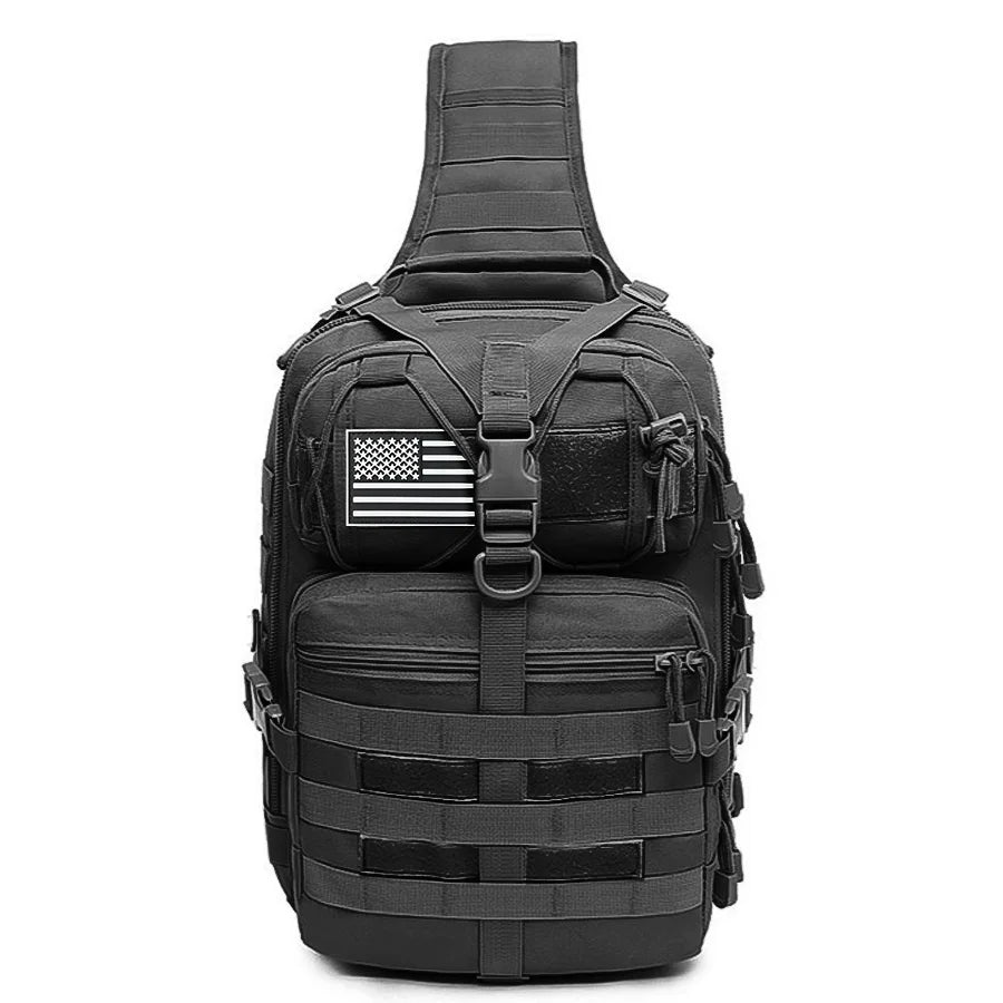 Large capacity chest bag, outdoor crossbody bag, wear-resistant Oxford cloth compression strap design, can be carried by hand